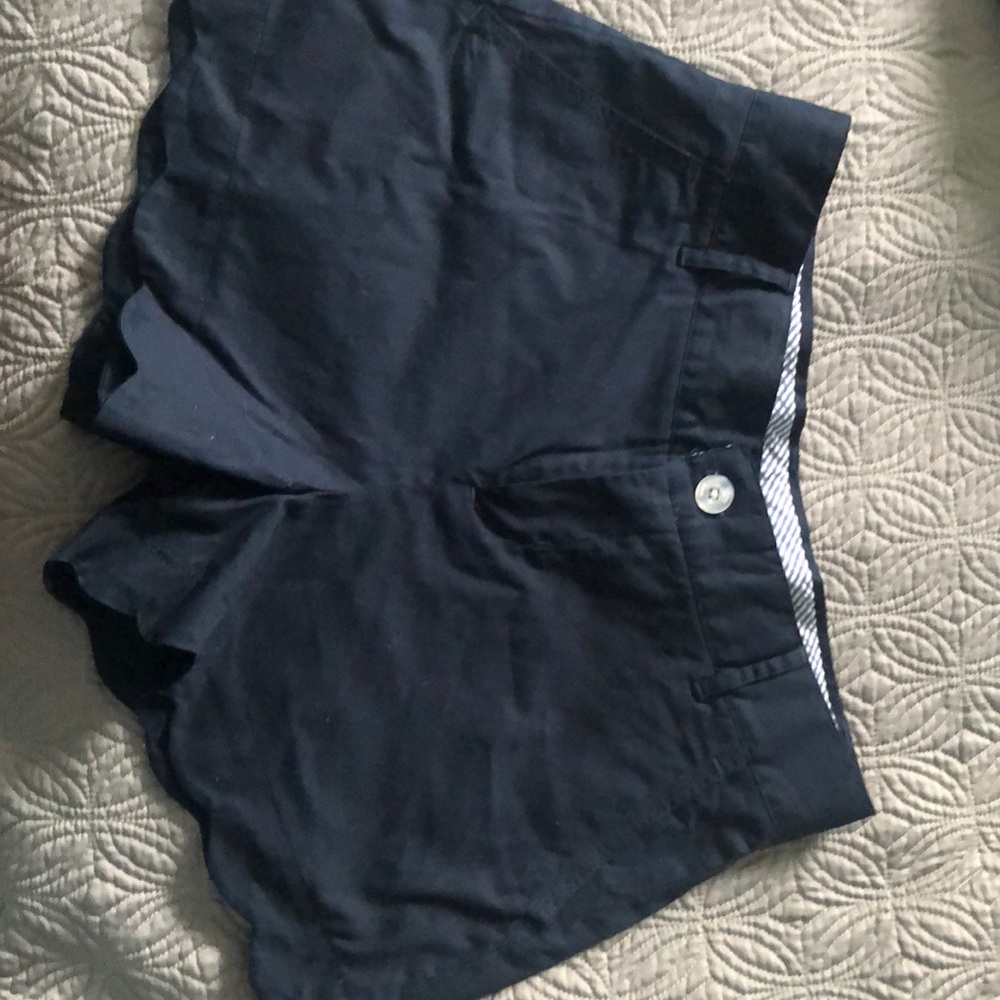 Lauren James Navy Blue Scallop Shorts